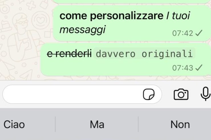 stili di whatsapp diversi